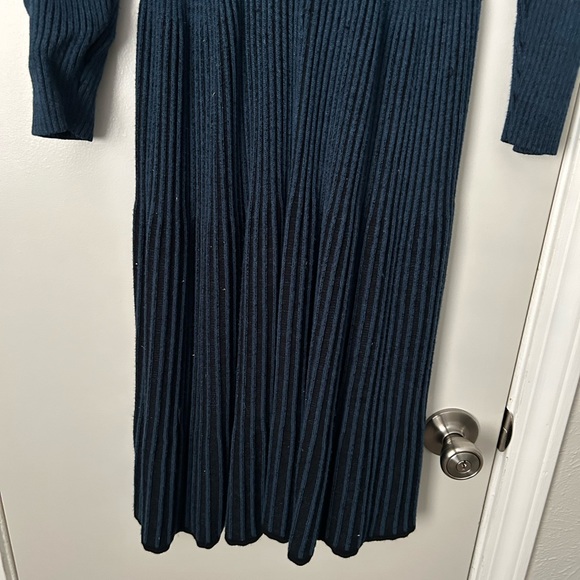 Teal and black long sleeve rubbed sweater dress - Picture 6 of 6